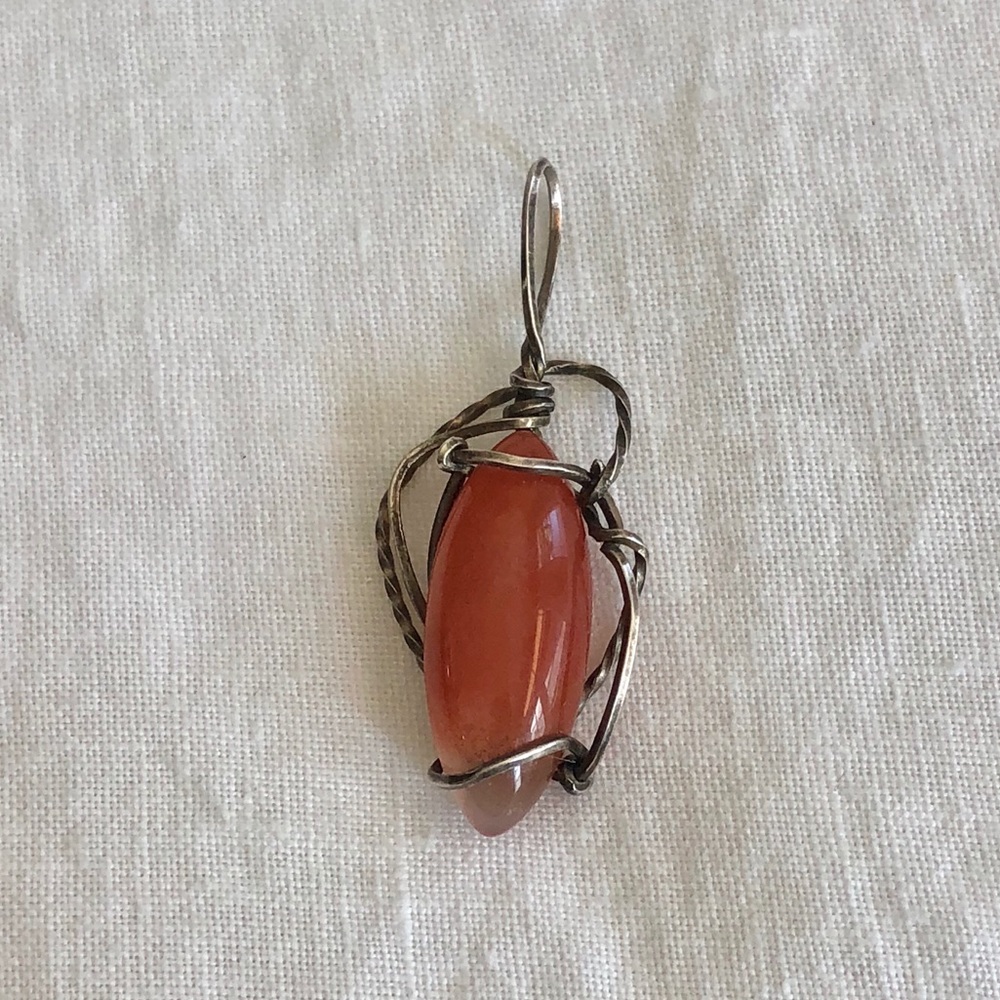 Gemstone and Sterling Silver Wire Wrap Pendant